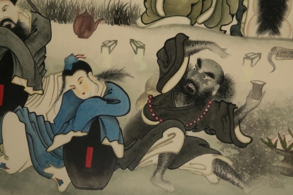 Artwork by Sheng PU, PAINTING OF THE DRUNKEN EIGHT IMMORTALS, Made of Ink and colour painted on paper