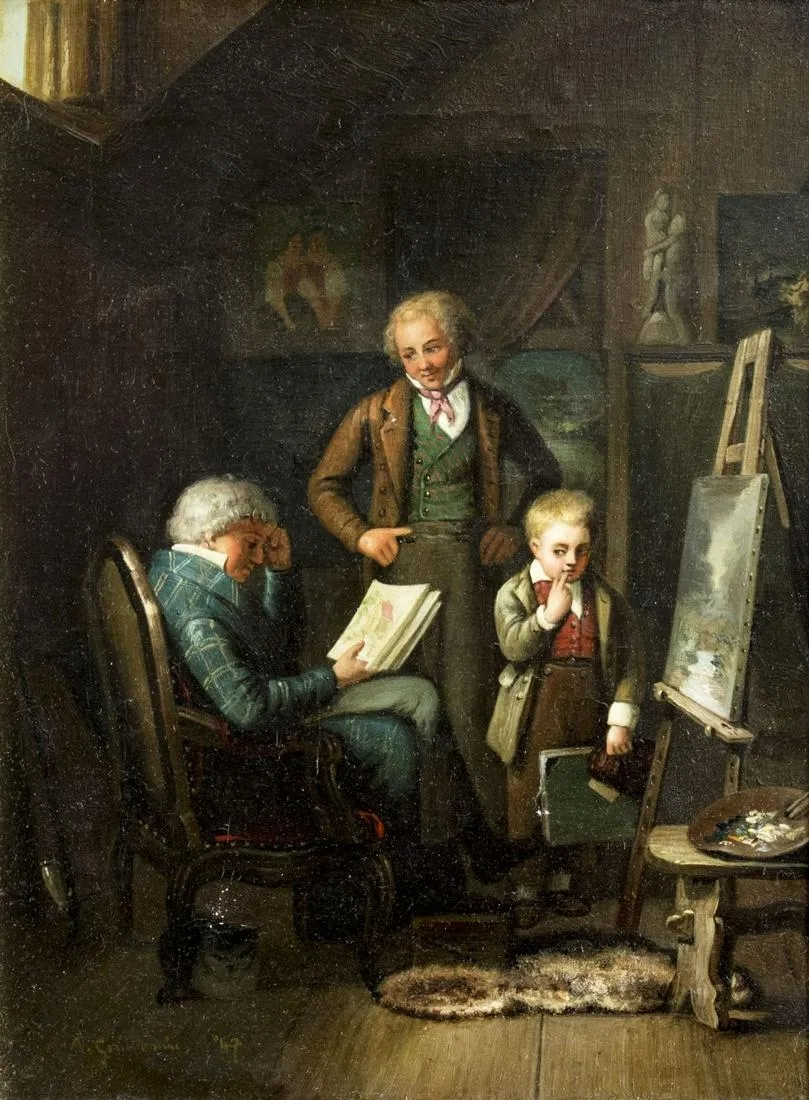 Artwork by Alexandre-Marie Guillemin, The Art Tutor, Made of oil on canvas