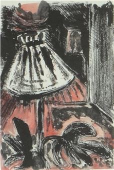 A. Morton 88 - Print of a female in an interior - A. Morton