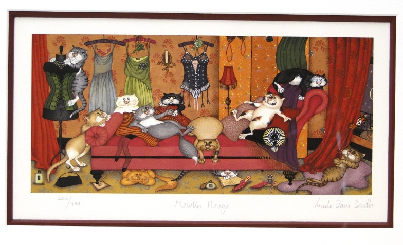 Linda Jane Smith - Mewlin Rouge - Limited edition colour lithograph by Linda Jane Smith