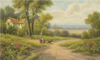 E. Heaton - Oil onto canvas of a rural path - E. Heaton