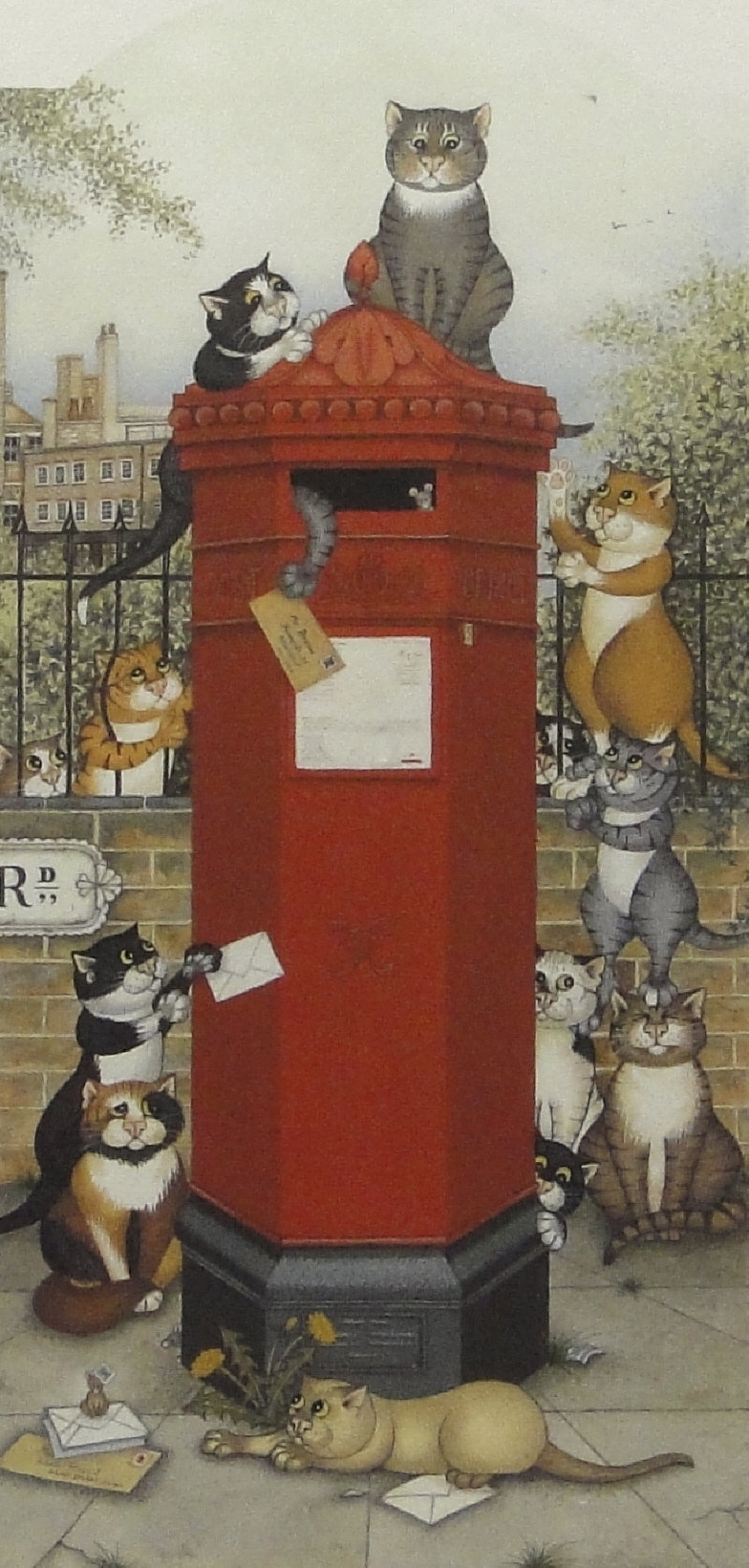 Linda Jane Smith - First Class Cats - Limited edition lithograph numbered 287/395 and pencil signed by Linda Jane Smith