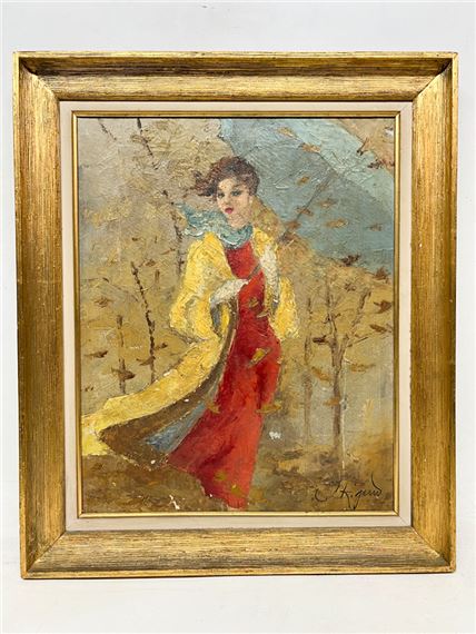 "Dama con paraguas" by J. Rigaud