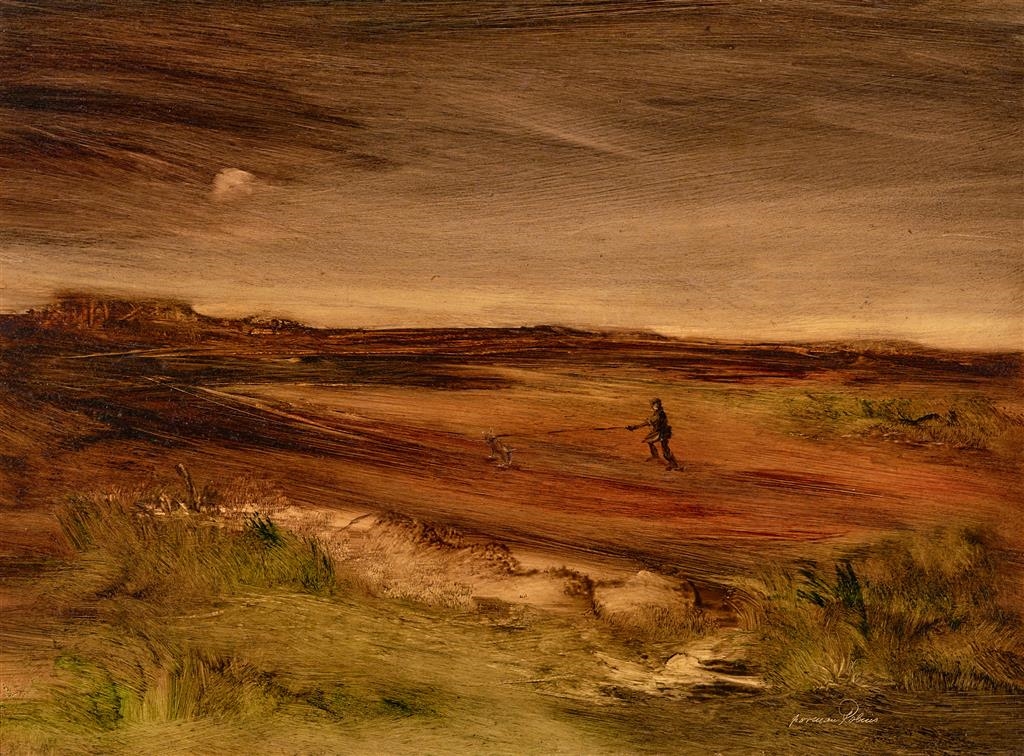 Artwork by Norman Robins, Evening Walk, Made of oil on board