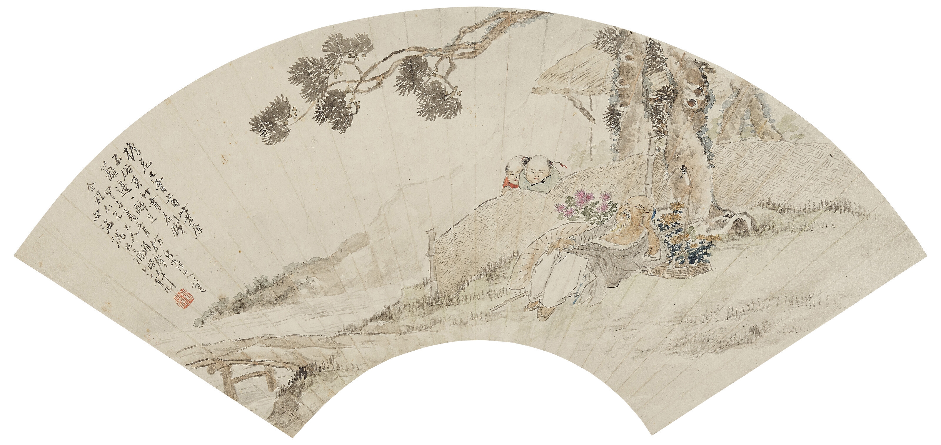 Chen Rong | Figures and Calligraphy Fan Collection | MutualArt