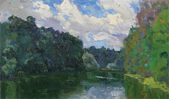 Clouds over the Pond by Aleksey Yakovlevich Kuzin, 1999