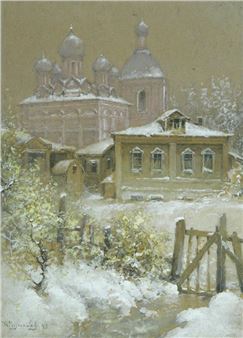 Lefortovo. View of the Grigoriy Kesariiskii's Church - Arkady Afanasyevich Chumakov