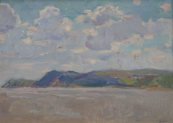 Artwork by Petr Nikiforovich Bogachev, Volga River in Zhiguli, Made of Canvas on pasteboard, oil