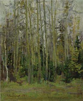 Aspen forest - Vasiliy  Vasilevich Pochitalov