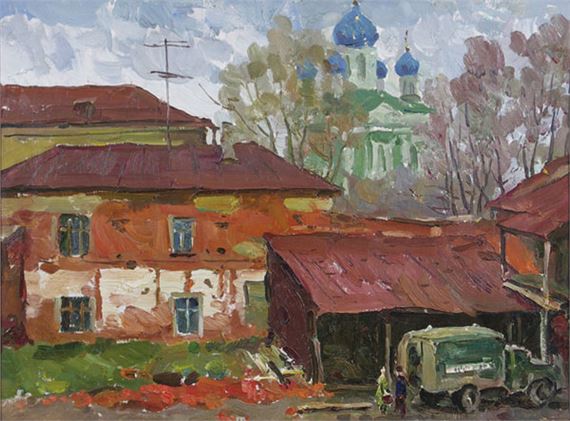 The Old Yard near Voznesenskiy Cathedral by Alexei Ivanovich Butov, 1988