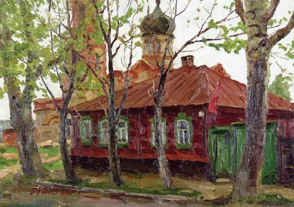 Artwork by Alexei Ivanovich Butov, Old merchant-s house in Yelets, Made of oil