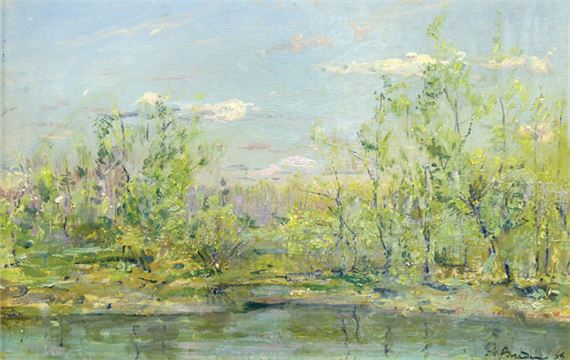 Spring day by Nikolai Mikhailovich Romadin, 1966