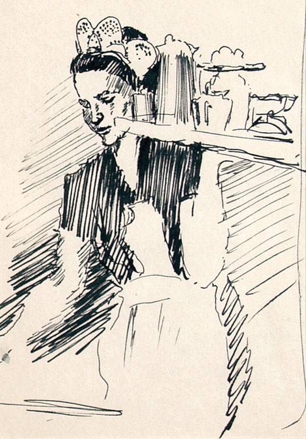 Artwork by Yuri Pimenov, Waitress, Made of Ink on paper