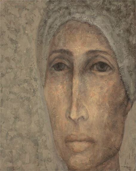 Untitled from the Women in Scarf series, men in helmets by Iza Starega, 2017