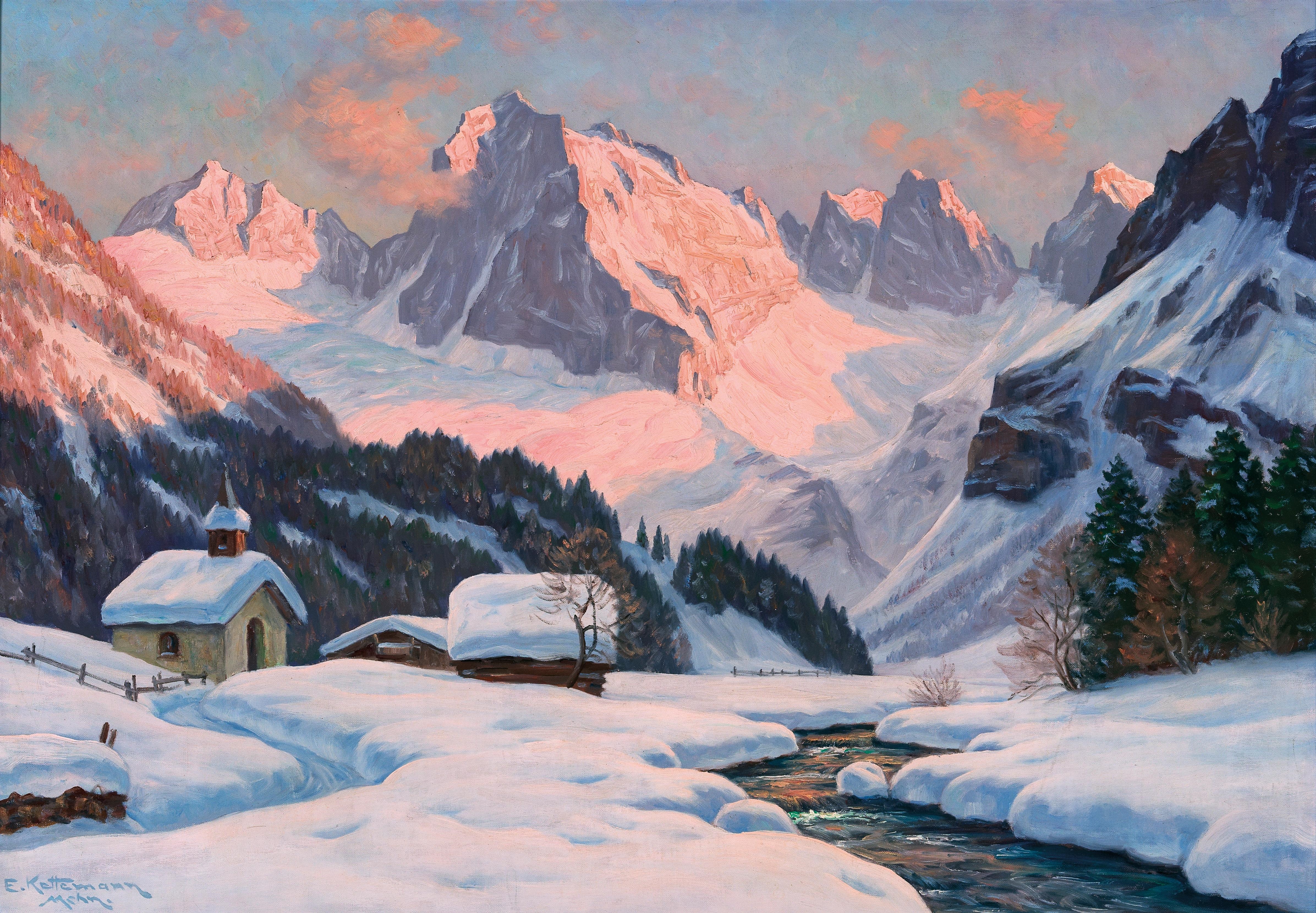 Erwin Kettemann | Winterabend im Valstal/Tirol, mit Olperer | MutualArt