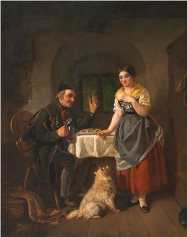 Hunter in a Tavern with His Spitz Dog - Hanno Rhomberg