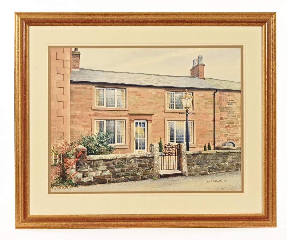 Artwork by Max A. S. Hamblen, A view of Howard House; A village shop; A bungalow, Made of watercolour