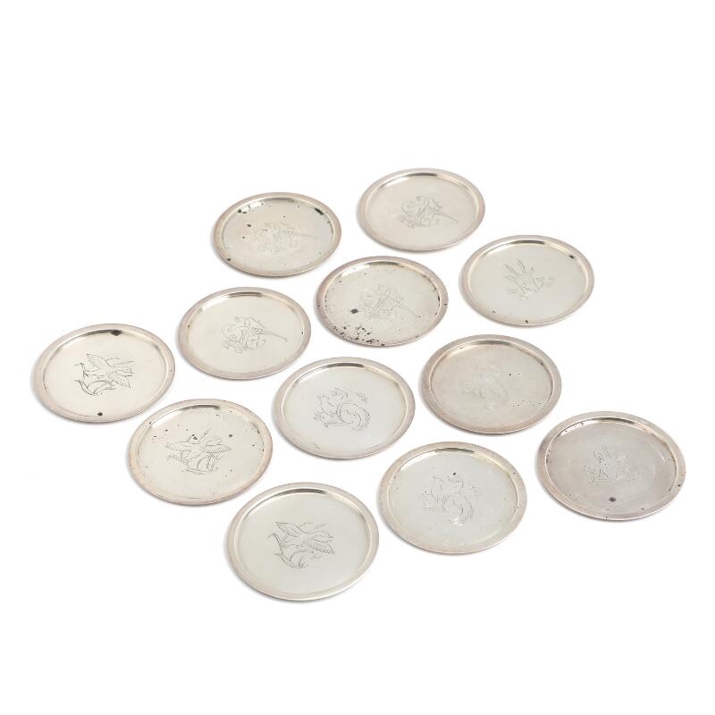 Jensen A set of 12 sterling silver glass coasters (1945