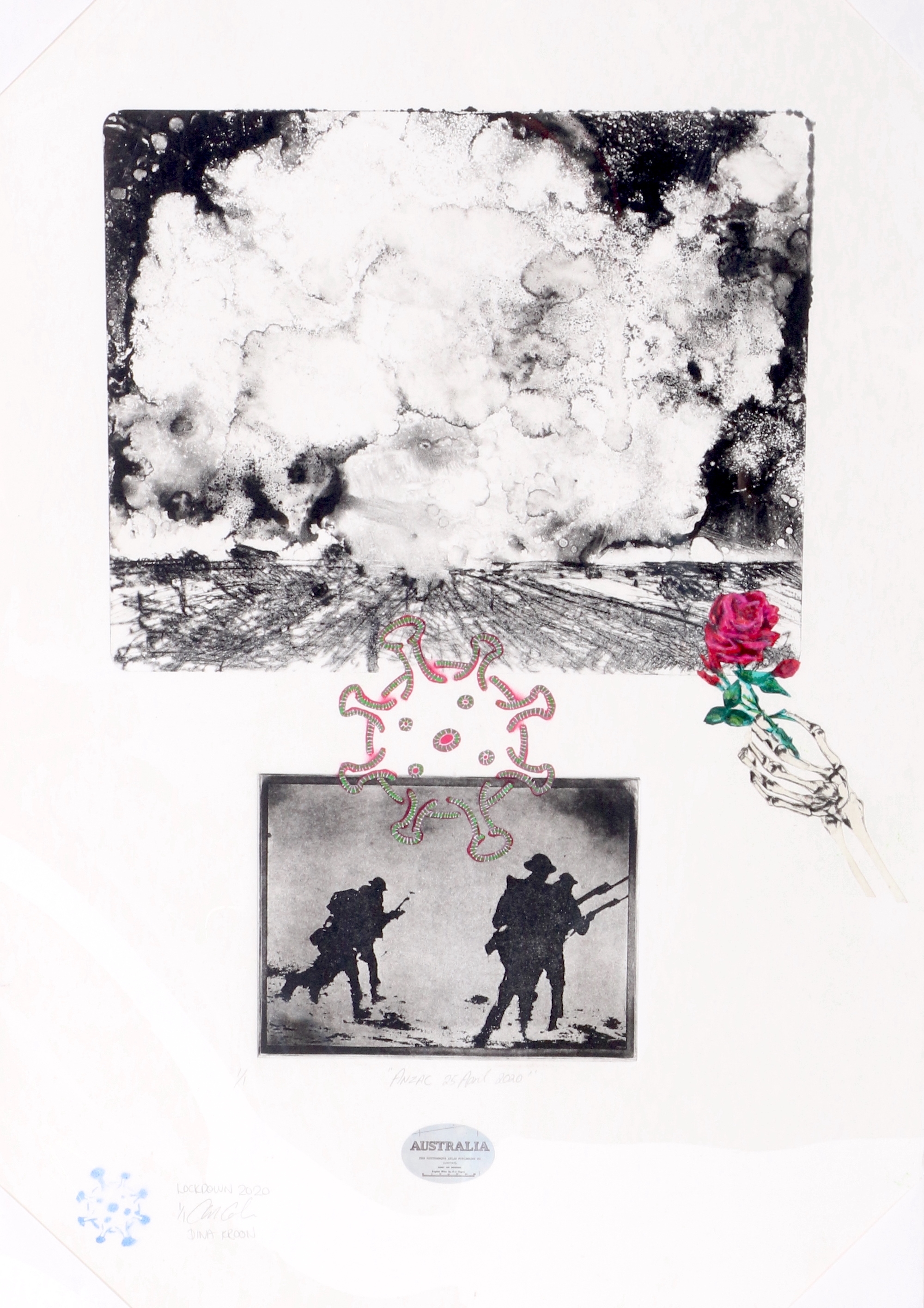 Artwork by Collin Cole, Dina Kroon, ANZAC 25 APRIL 2020, Made of drypoint
