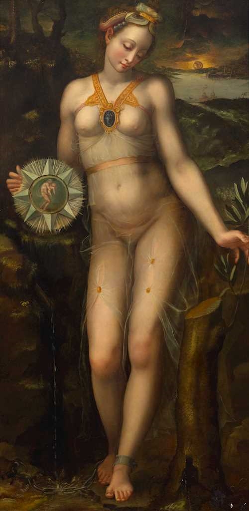Artwork by Giovanni Maria Butteri, Allegory of Patience, Made of Oil on panel