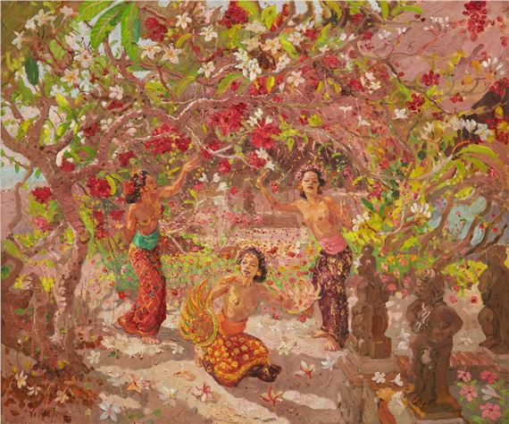 Women dancing in the garden by Adrien Jean Le Mayeur de Merprés