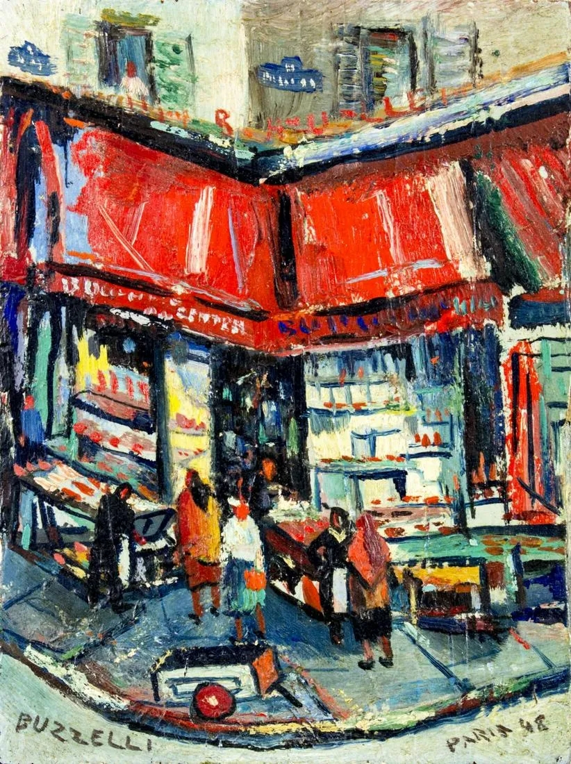 Artwork by Joseph Anthony Buzzelli, Cityscape, Made of oil on board