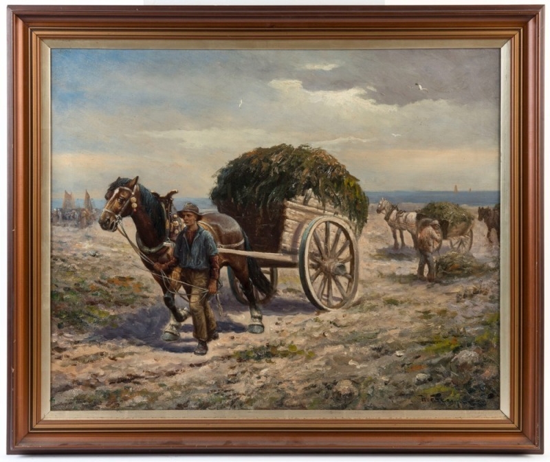 Artwork by H. Freeman, SEAWEED HARVEST ON WIGHT, Made of oil on canvas