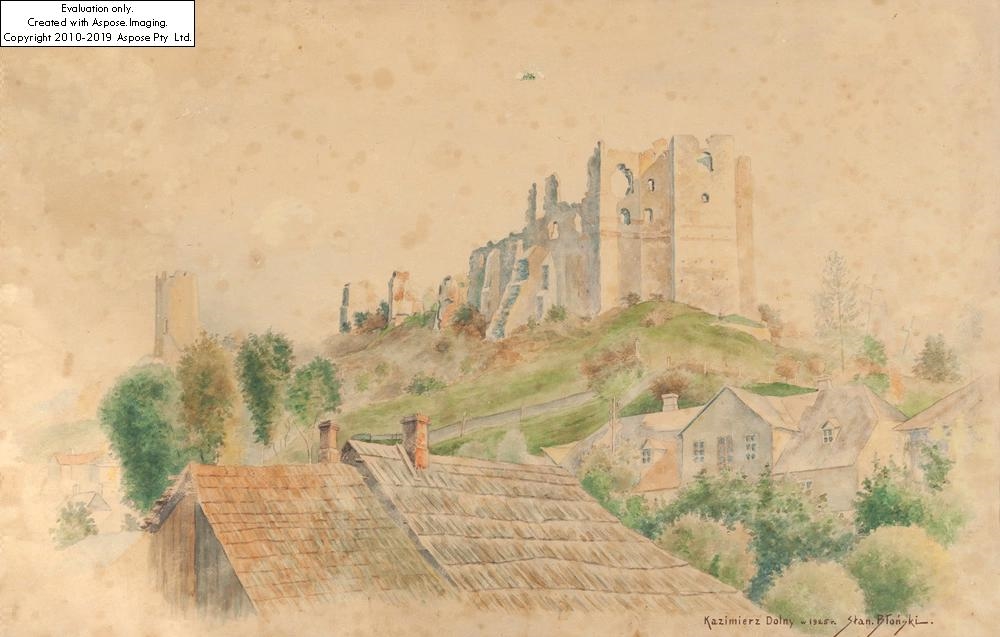 Artwork by Stanisław Błoński, Kazimierz Dolny w 1925, Made of Watercolour, pencil/paper