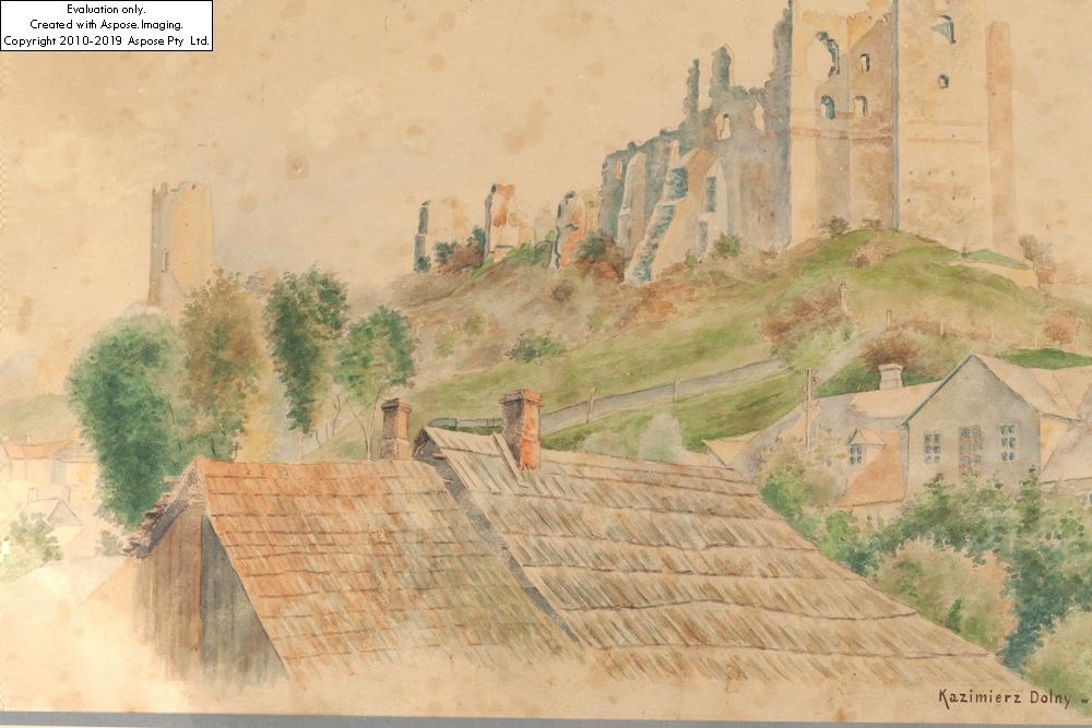 Artwork by Stanisław Błoński, Kazimierz Dolny w 1925, Made of Watercolour, pencil/paper