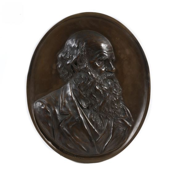 Large Bronze Relief Portrait of a Bearded Man - Anton Brenek