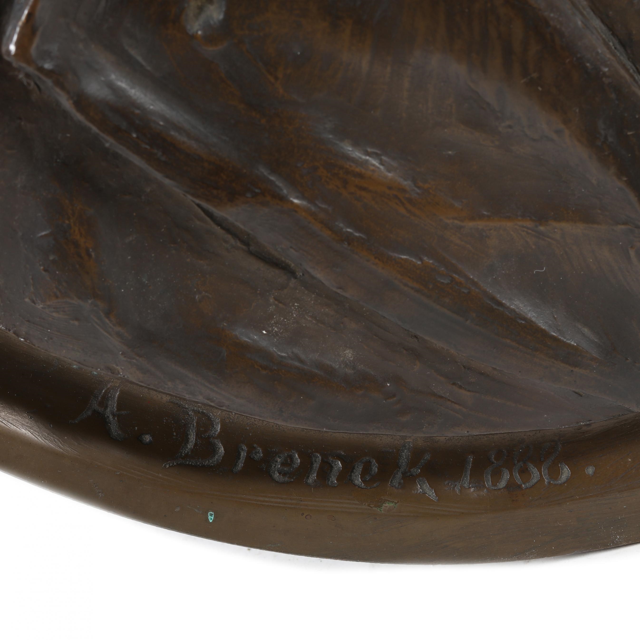 Artwork by Anton Brenek, Large Bronze Relief Portrait of a Bearded Man, Made of Patinated bronze