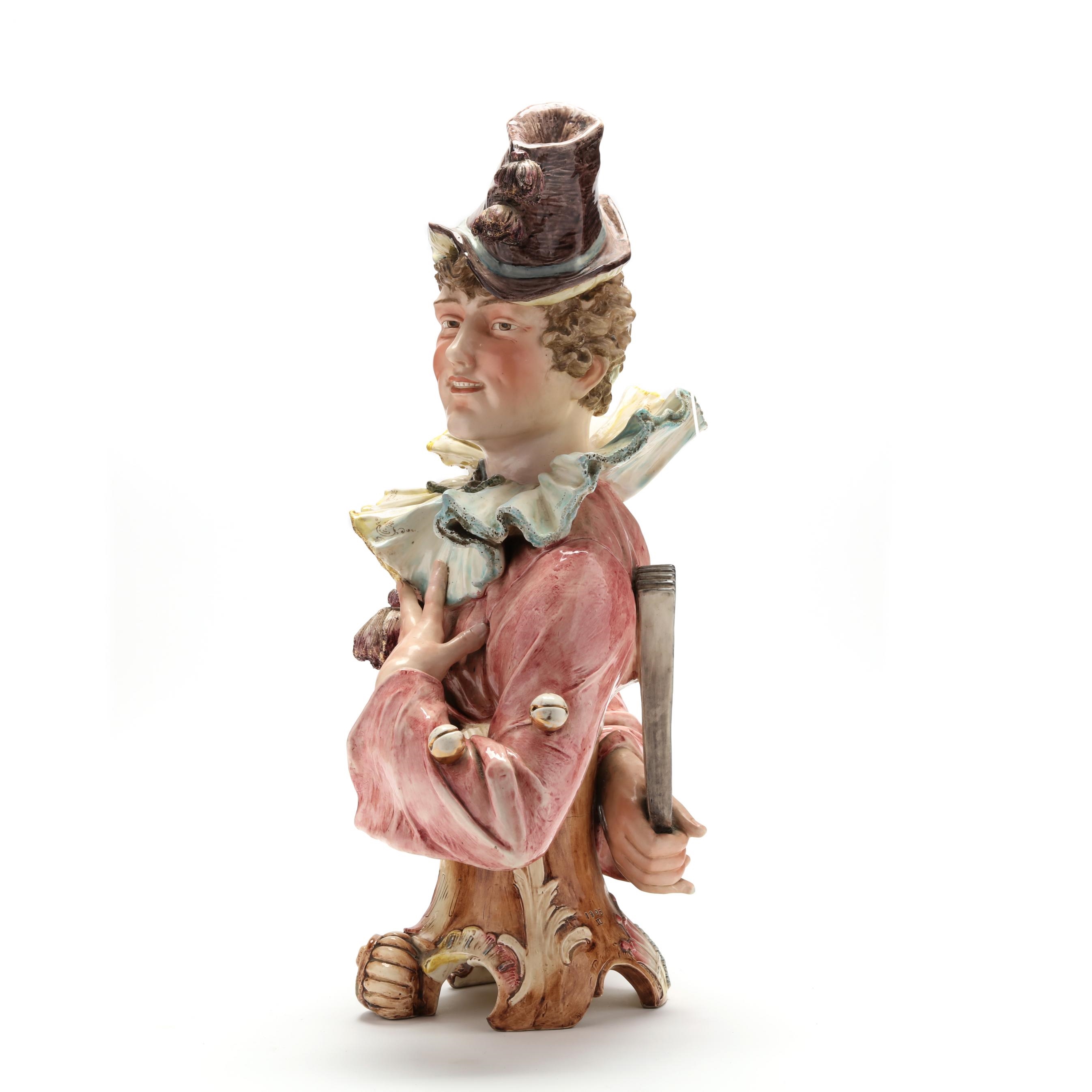 Austrian School, 19th Century | Large Majolica Bust of a Jester (Late ...