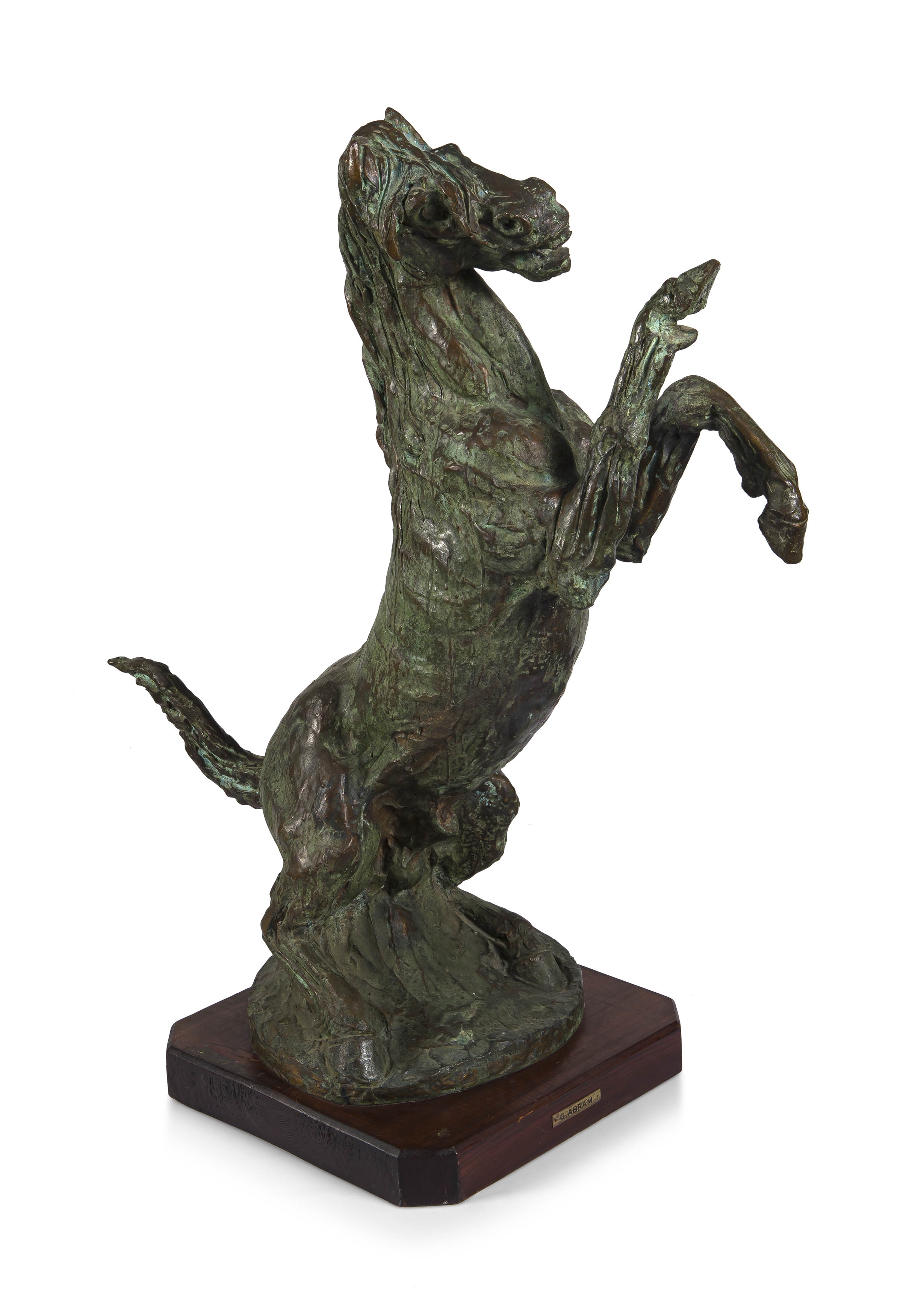 Artwork by Abramini Giuseppe, Horse, Made of bronze on wooden base