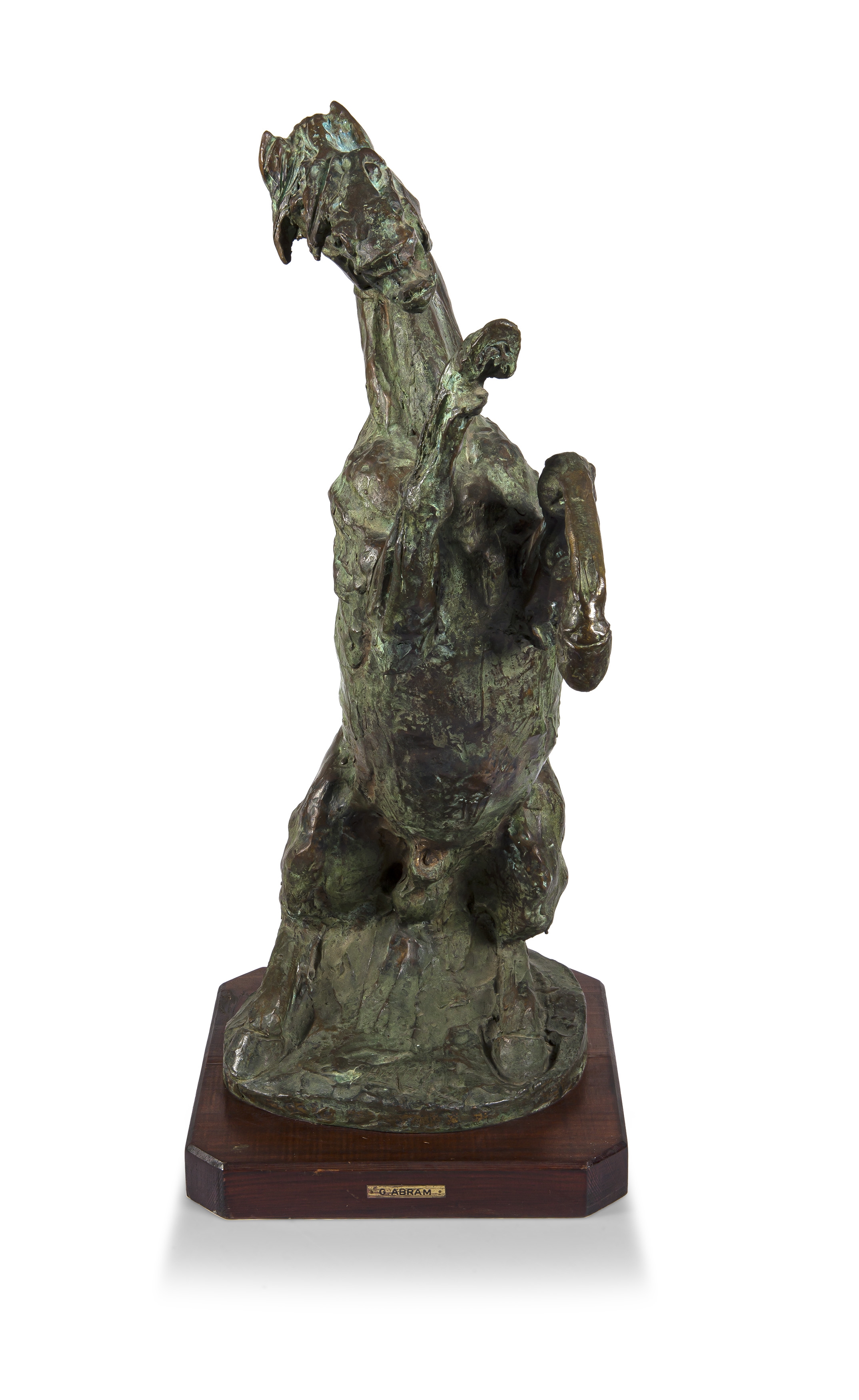 Artwork by Abramini Giuseppe, Horse, Made of bronze on wooden base