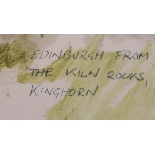 Artwork by Douglas Gray, EDINBURGH FROM THE KILN ROCKS, KINGHORN, Made of Mixed media on paper