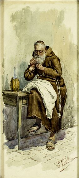 Monk Sewing by Edouardo Vitali