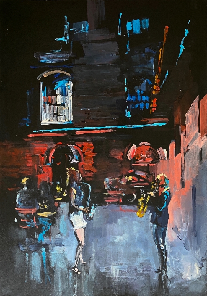 Artwork by Krzysztof Mikoś, SaxOFFon, Made of acrylic, canvas