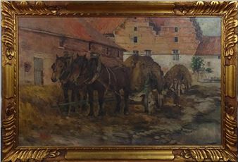 Fermier avec ses chevaux - Ernest Betigny