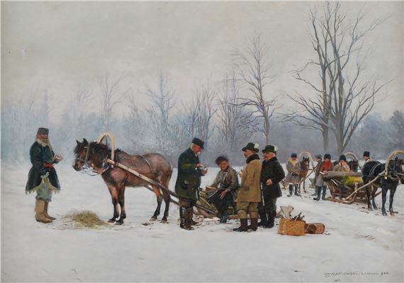 Na polowanie [Wyjazd na polowanie] by Stanisław Masłowski, 1900