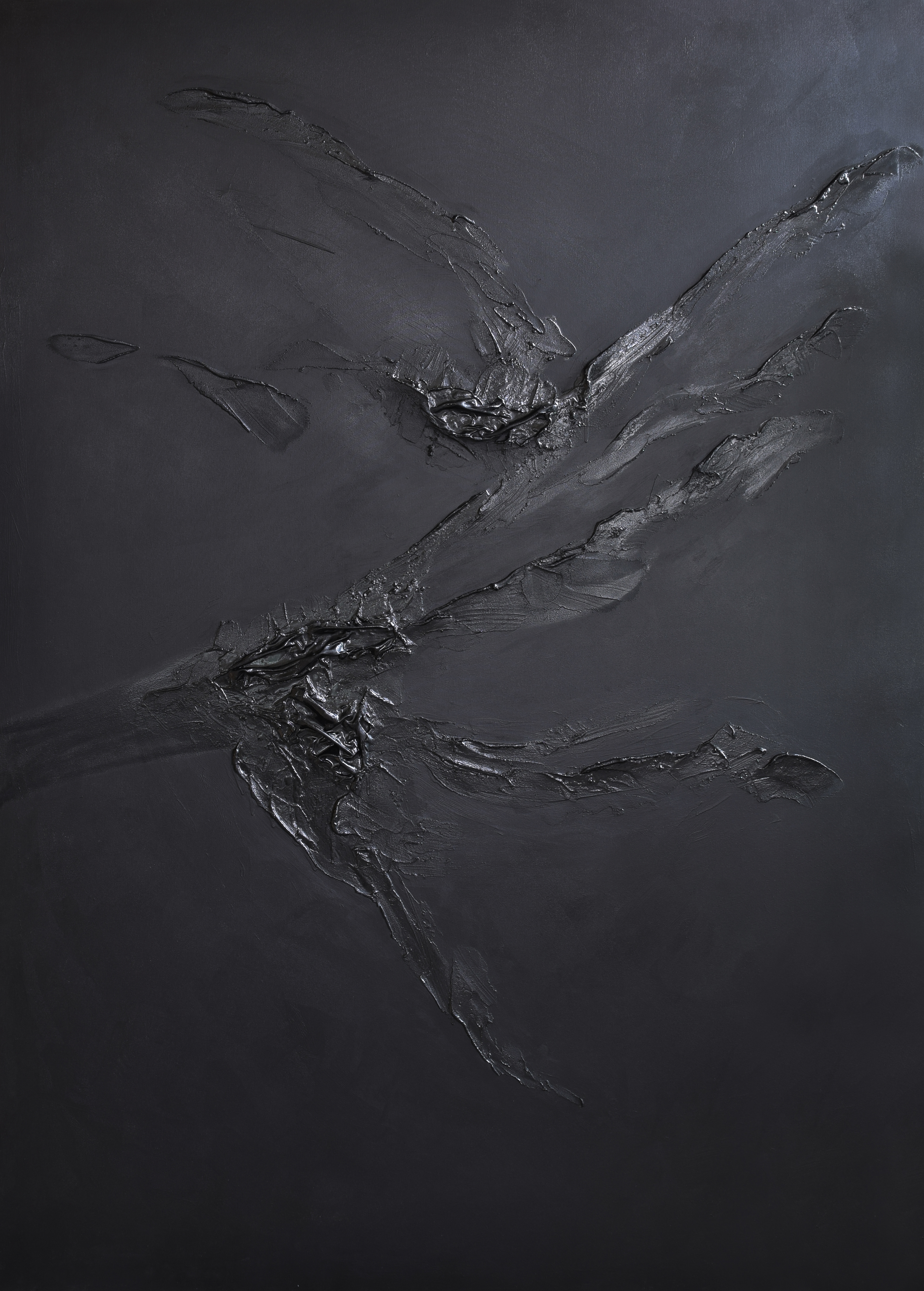 Artwork by Alicja Domańska, Black divine universe, Made of own technique, canvas