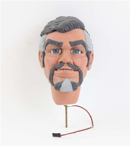 Phil Eason Brown haired puppet head with goatee with motorised
