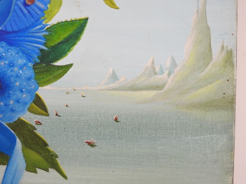 Spiro Surrealist landscape with floral composition MutualArt