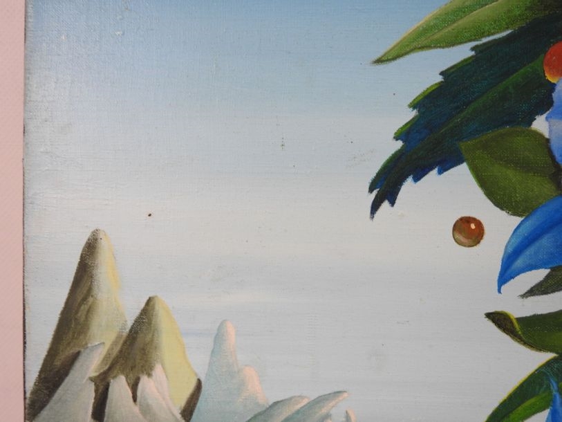 Spiro Surrealist landscape with floral composition MutualArt