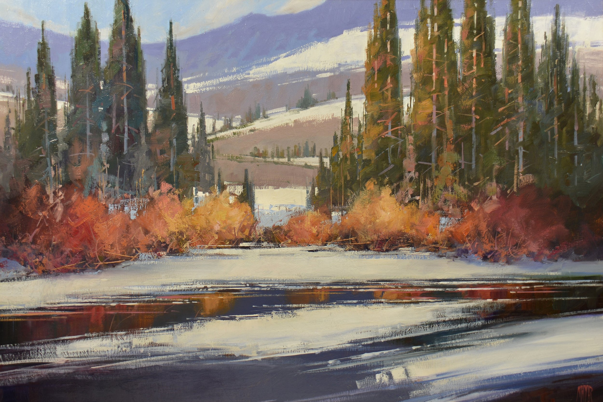 Artwork by David W. Mayer, Winding Through Ice and Snow, Made of Oil