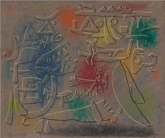 Reliefbild 6-farbig (Relief Painting 6-coloured) by Willi Baumeister, dated 1952