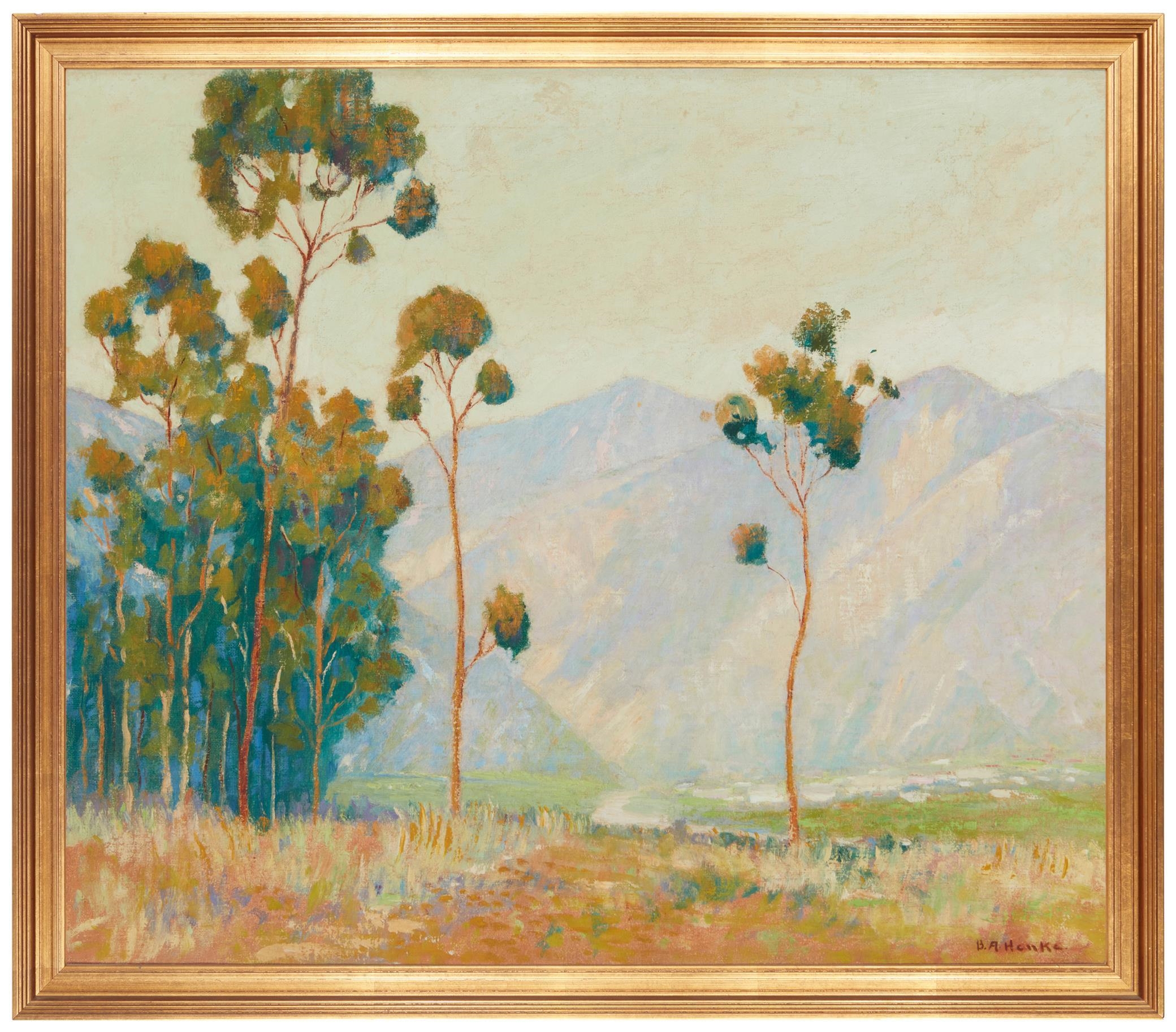 Artwork by Bernard Albert Henke, Trees in a mountain landscape, Made of Oil on canvas