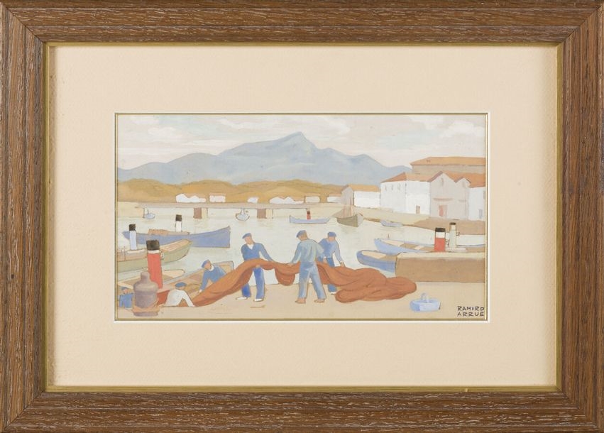 Ramiro Arrue | The fishermen and their nets in Ciboure | MutualArt