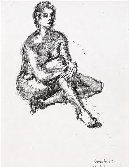 Studio Drawing Seated Female Figure