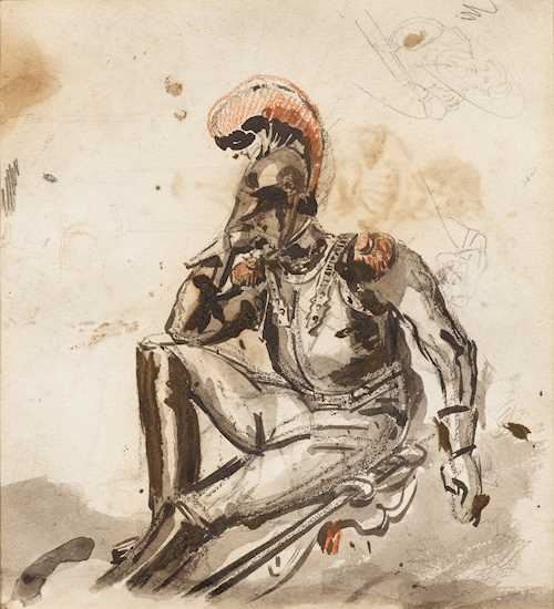 Seated cuirassier by Eugène Delacroix