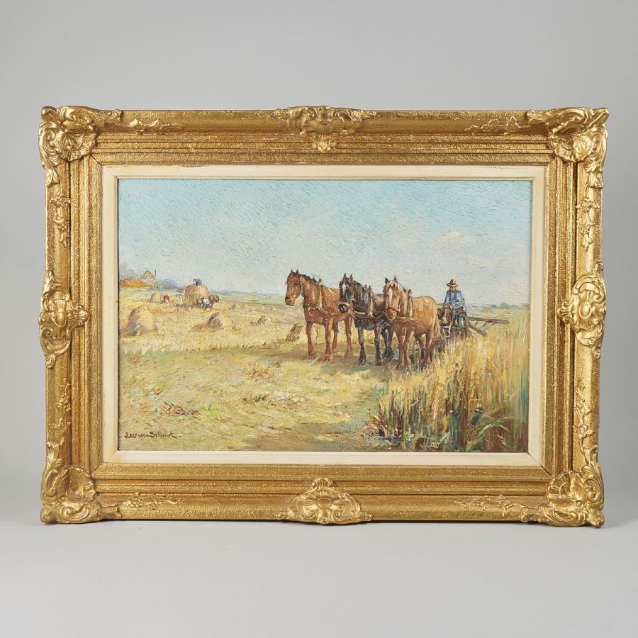 Artwork by J. W. van Schack, Skördetid, Made of Oil on canvas